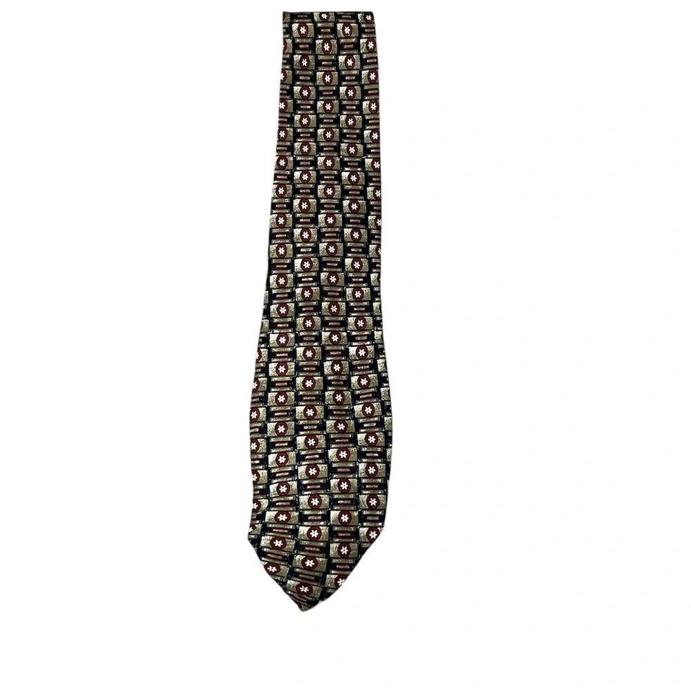 Duomo Milano 100% Silk Handmade Classic Men Patterned Tie in Black and Burgundy